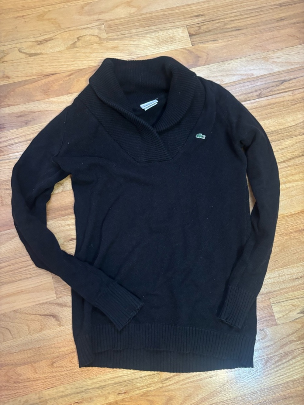 Lacoste Black Shawl-Collar Turtleneck Sweater